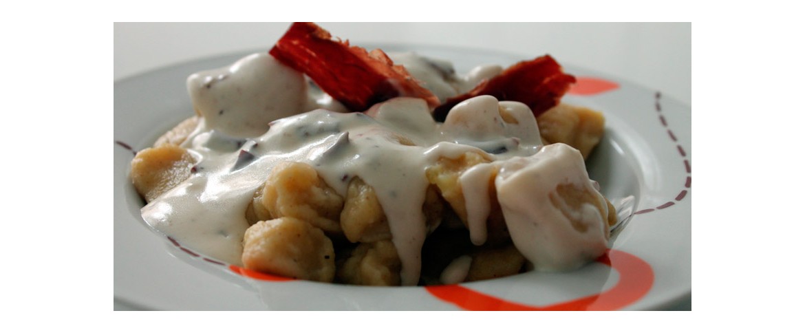 Gnocchis con Cecina de León y Queso Mantecoso Trufado